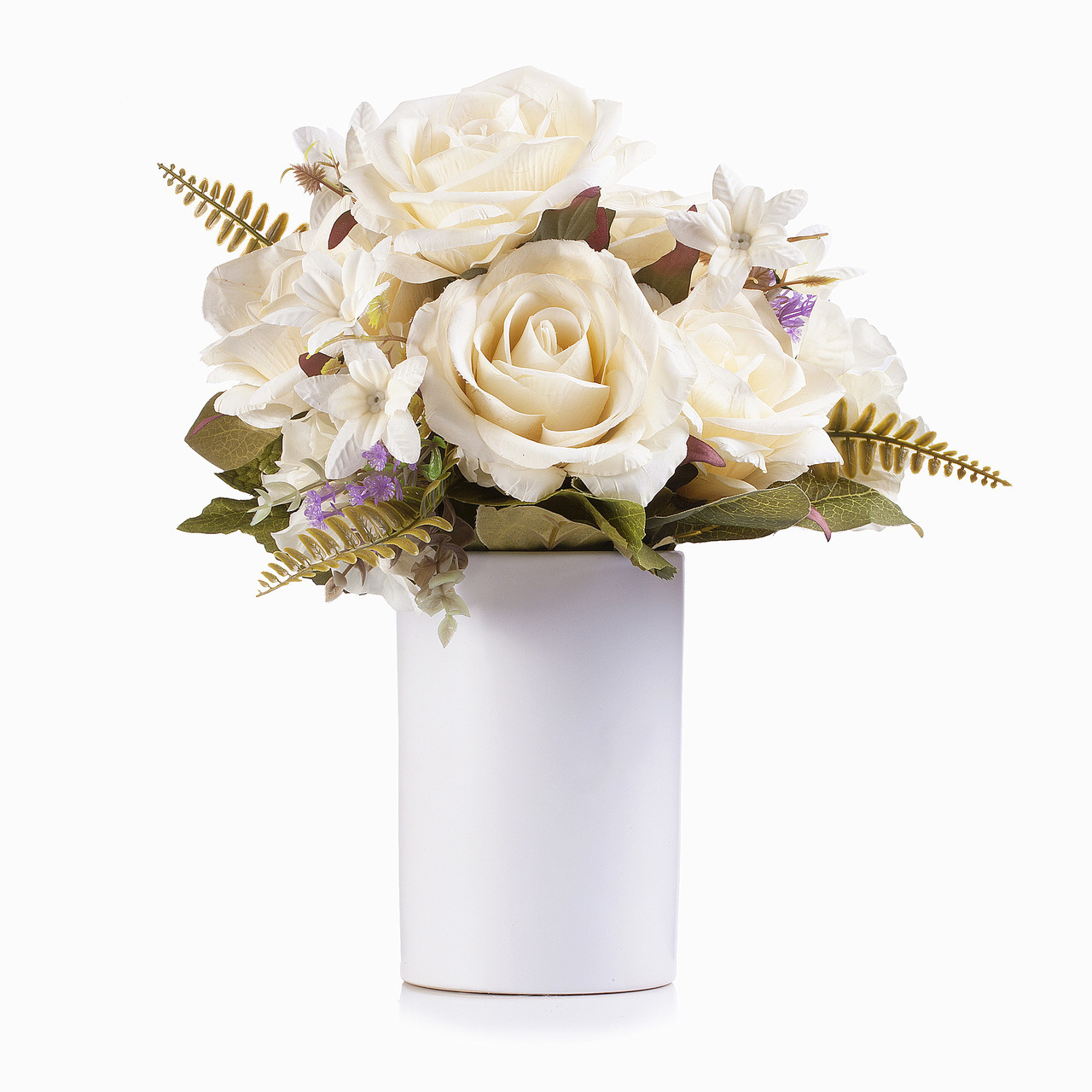 4" W 6" H White Cylinder Ceramic Vase