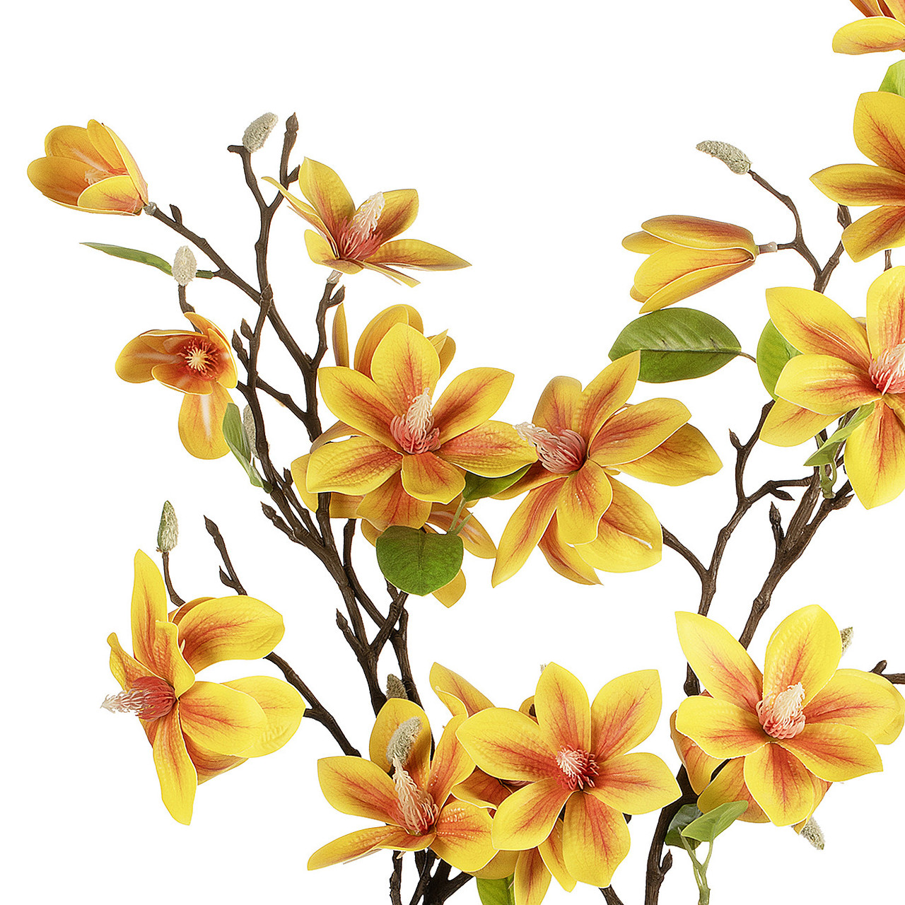 Real Touch Magnolia Flower Arrangement in Glass Vase with Faux Water