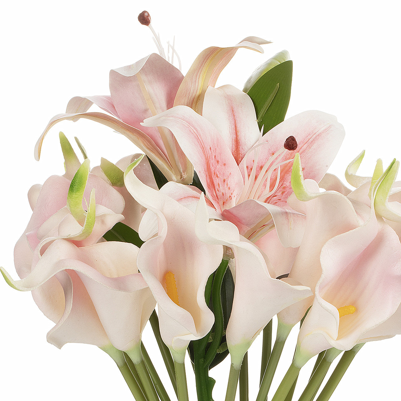 Artificial Real Touch Lily Flower Arrangement in Clear Glass Vase with Faux Water