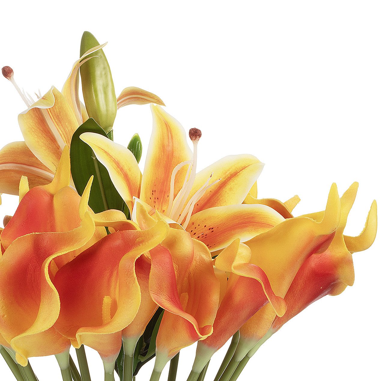 Artificial Real Touch Lily Flower Arrangement in Clear Glass Vase with Faux Water