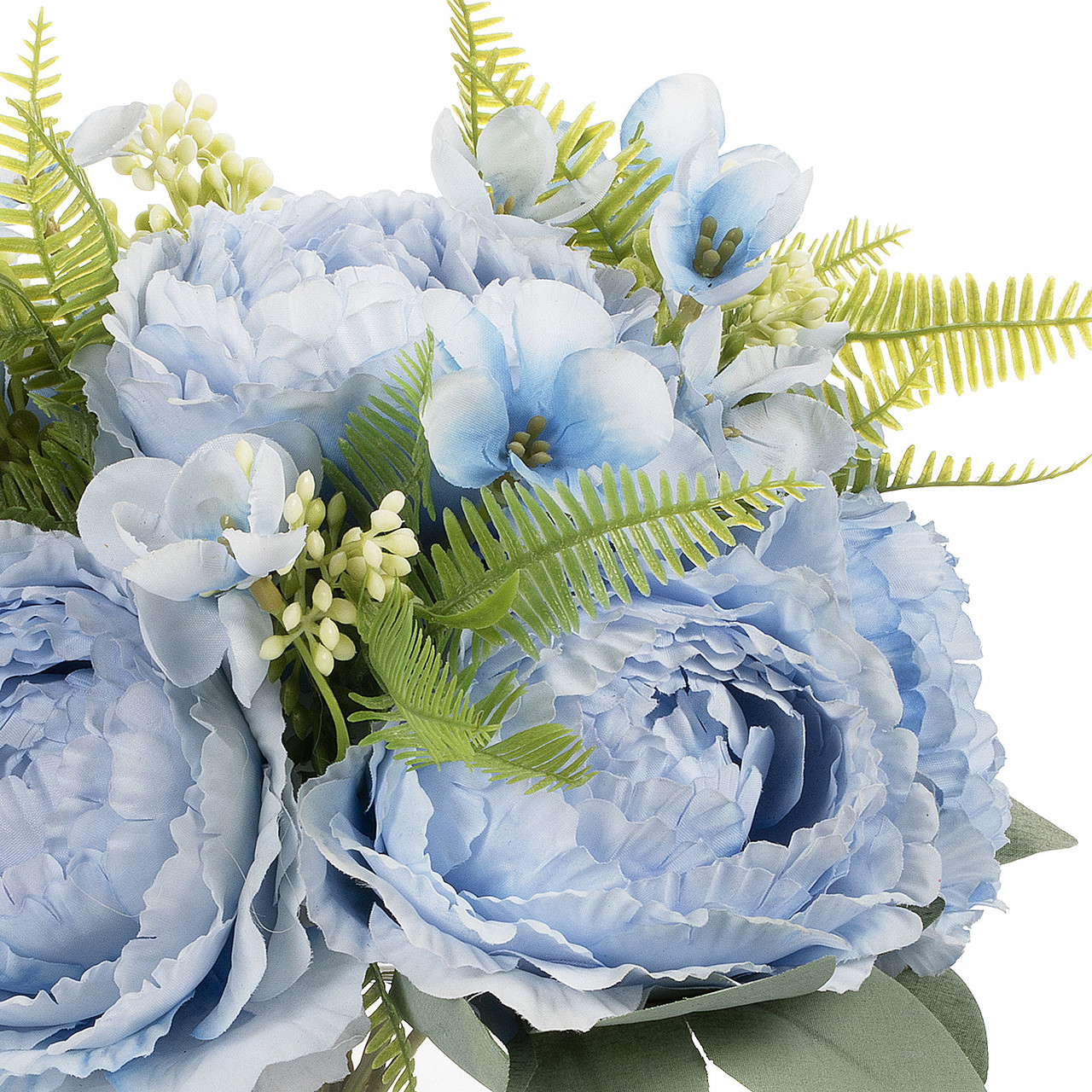 Artificial Peony Flower Arrangement in Glass Vase with Faux Water