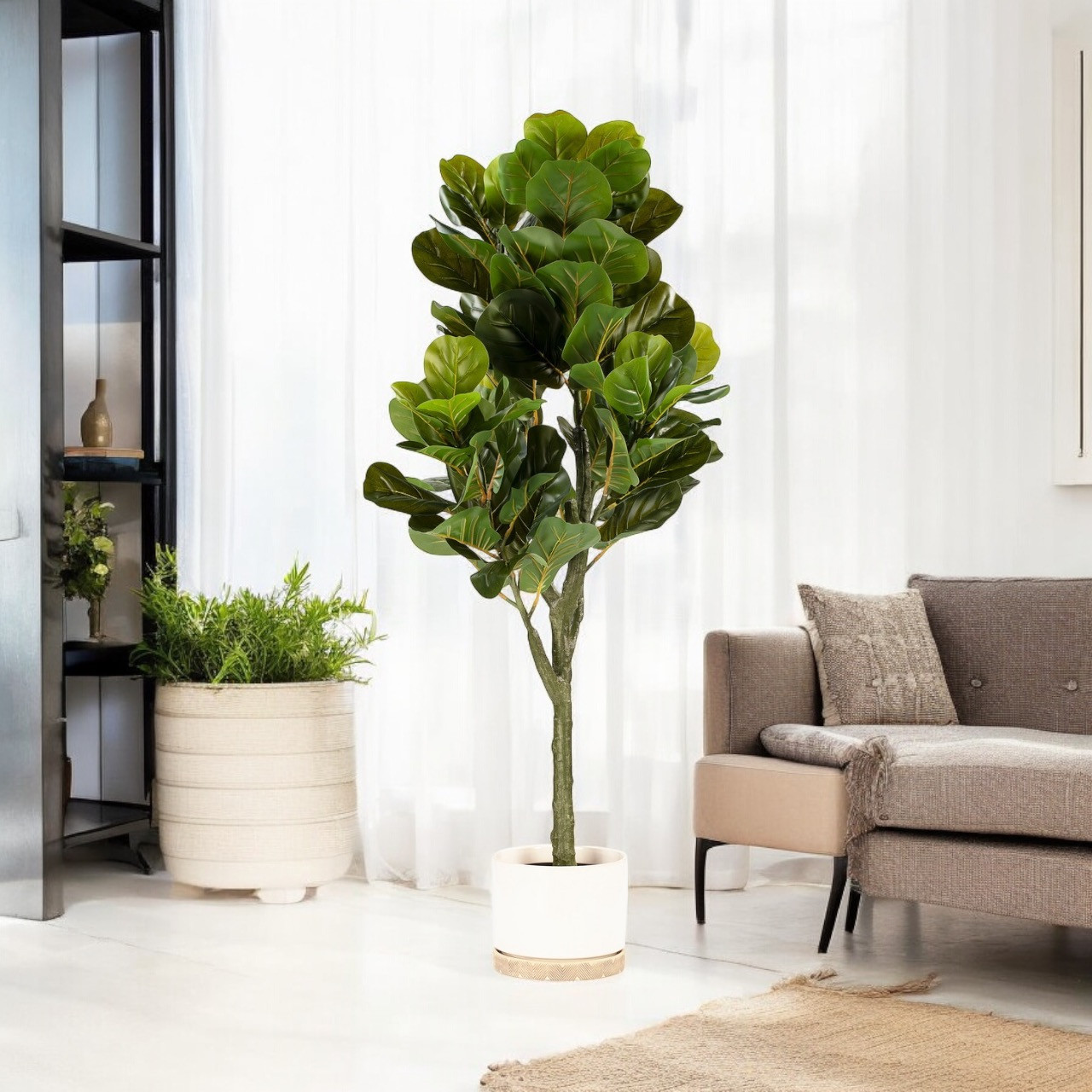 Artificial Fiddle Leaf Fig Tree in Nursery Pot (New)