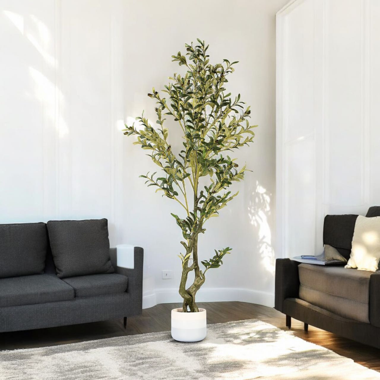 Faux Olive Tree with Branches and Fruits in Pot (New)