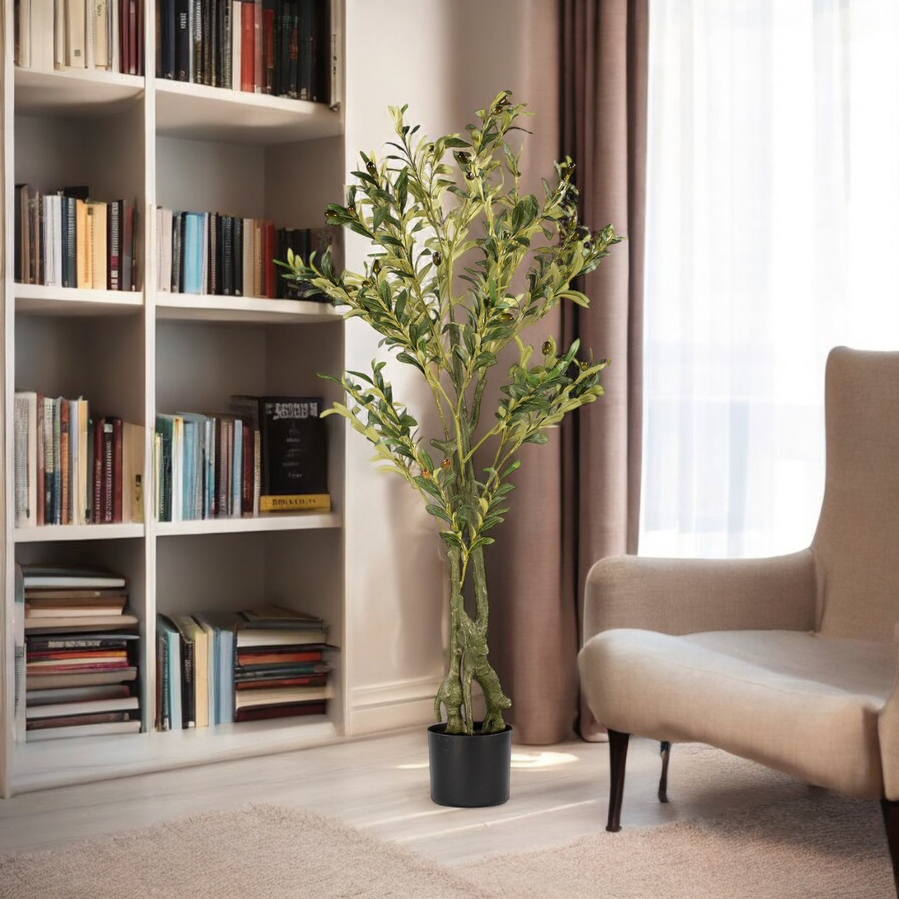 Faux Olive Tree with Branches and Fruits in Pot (New)