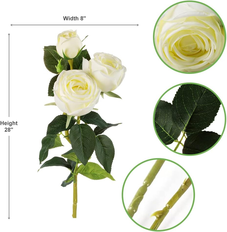 28" Rose Flower Stem (New) — Available in 6 Colors