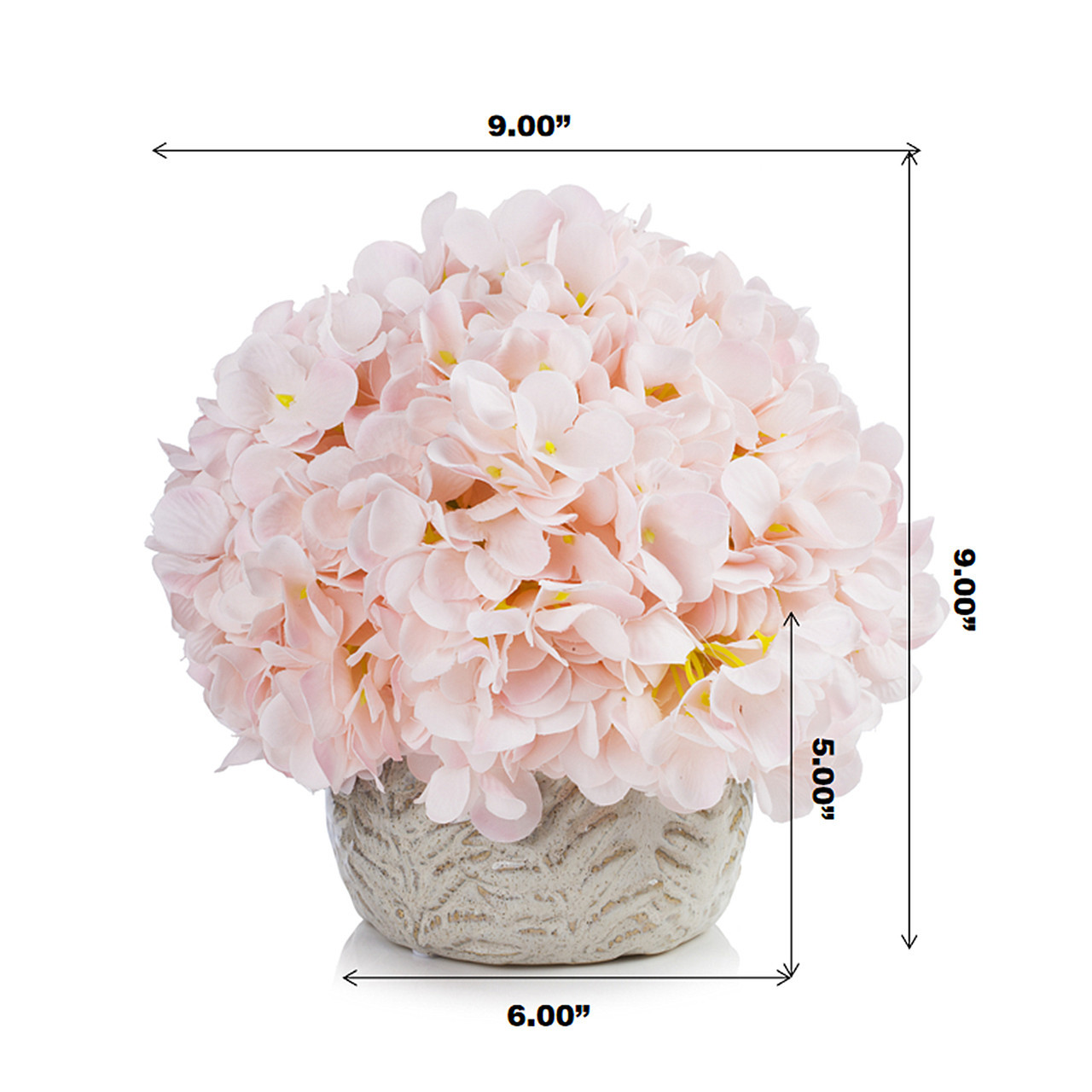 Artificial Silk Hydrangea Flower  in Ceramic Pot (New) — Available in 2 Colors