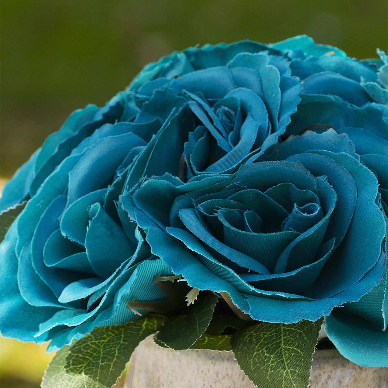 Artificial Velvet Rose Flower in Ceramic Pot (New) — Available in 4 Colors
