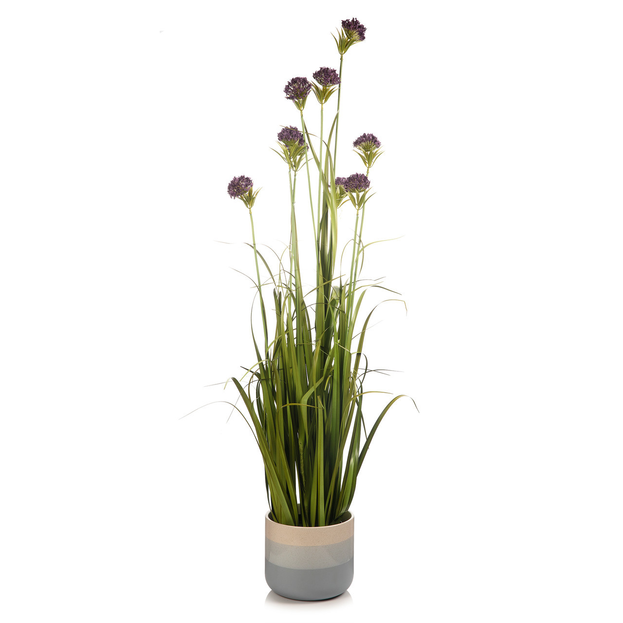 48" Artificial Grass with Lifelike Flowers in Pot (New) — Available in 3 Colors