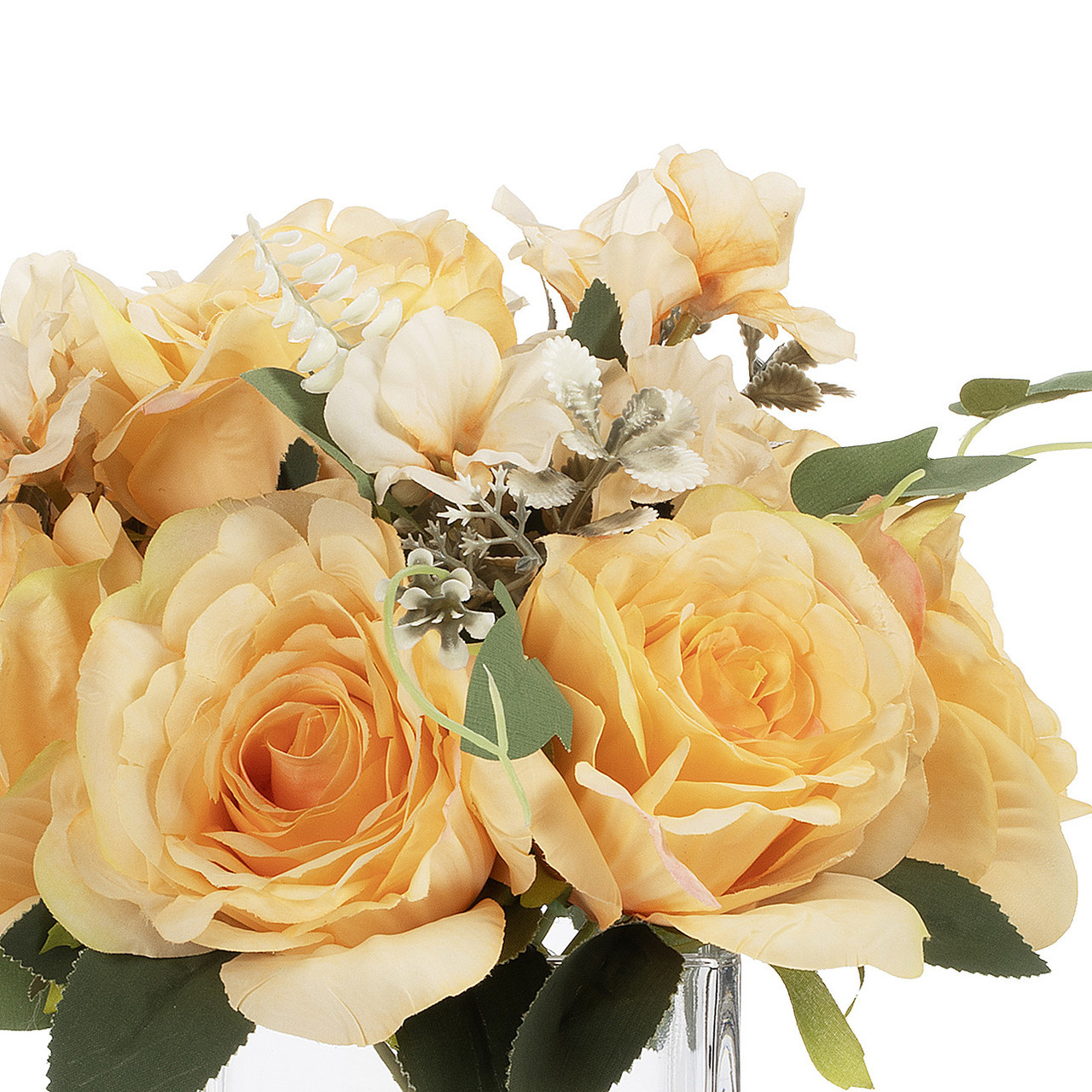 Artificial Rose Flower Arrangement in Glass Vase with Faux Water (New) — Available in 5 Colors