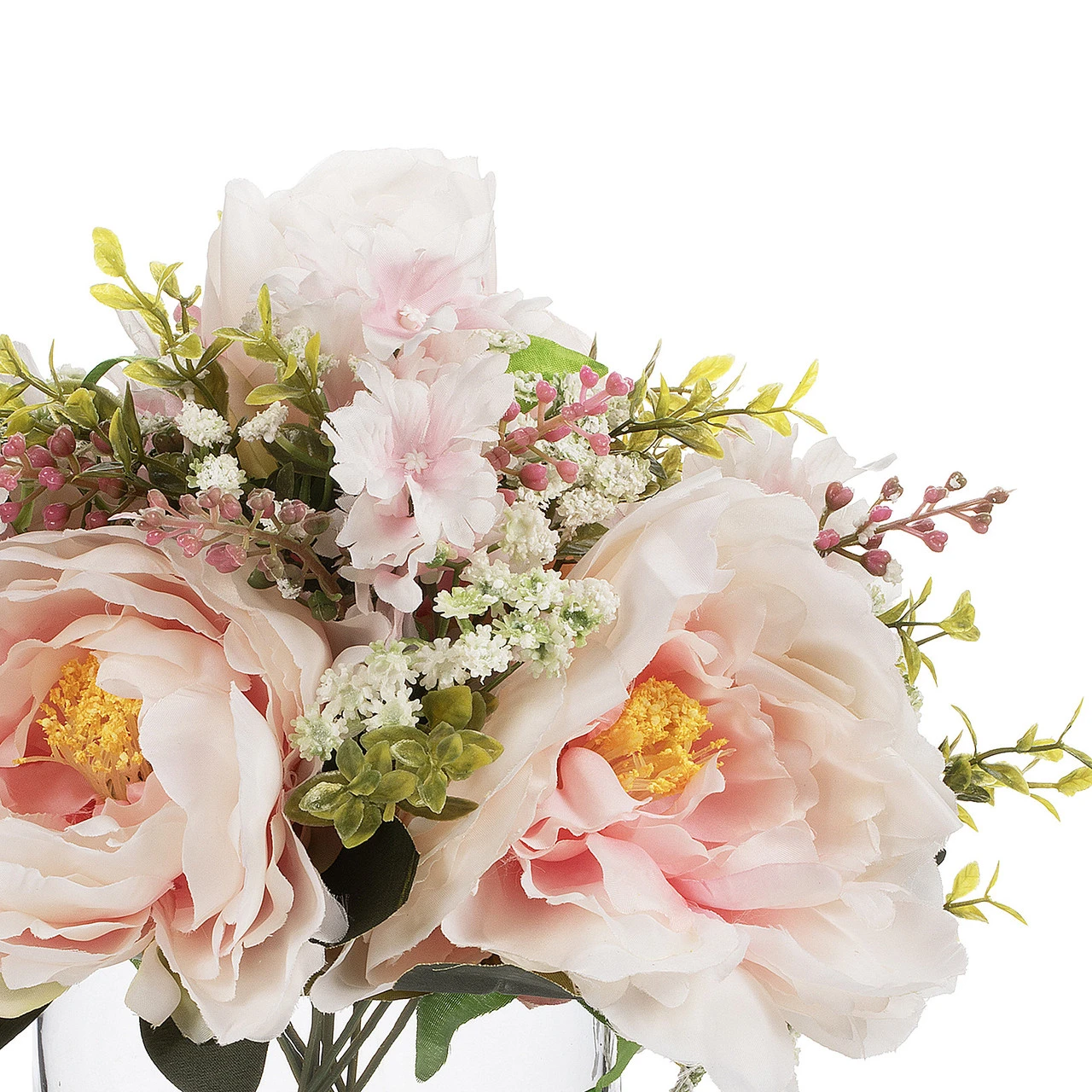 Artificial Peony Flower Arrangement in Glass Vase with Faux Water (New) — Available in 6 Colors