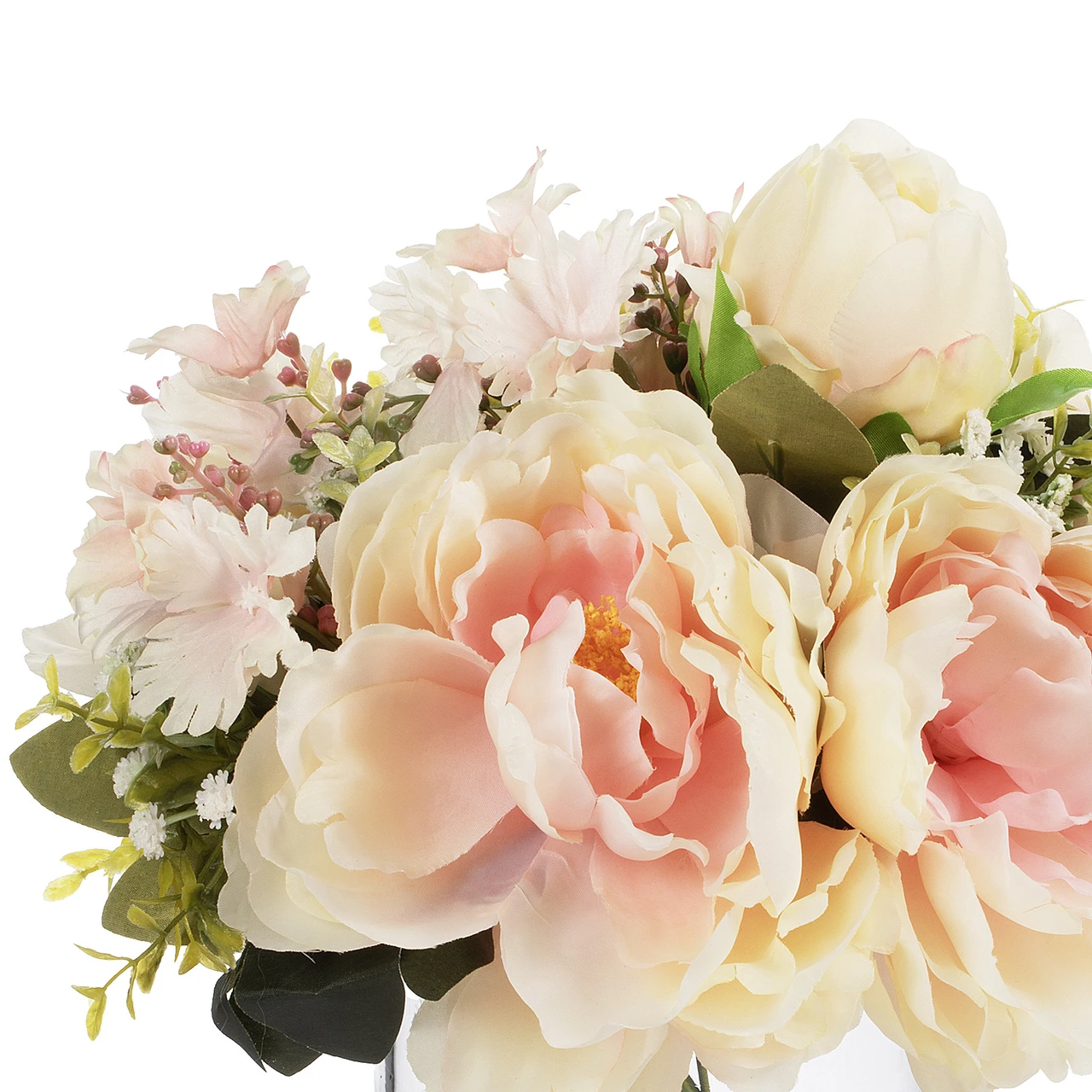 Artificial Peony Flower Arrangement in Glass Vase with Faux Water (New) — Available in 6 Colors