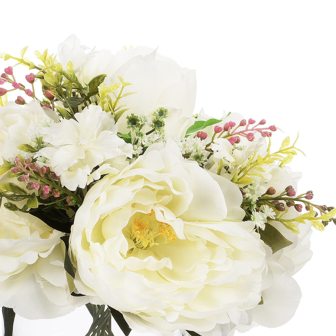 Artificial Peony Flower Arrangement in Glass Vase with Faux Water (New) — Available in 6 Colors