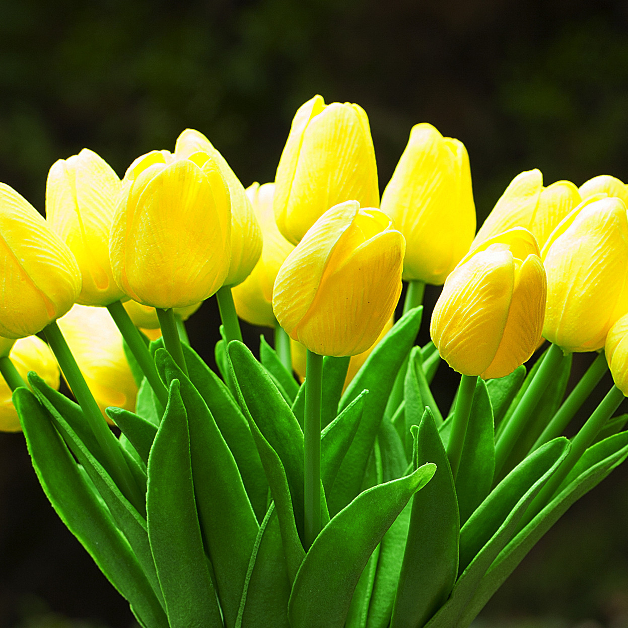 20 Pieces Artificial Real Touch Tulips Flower Arrangement in Glass Vase With Faux Water (New) — Available in 9 Colors