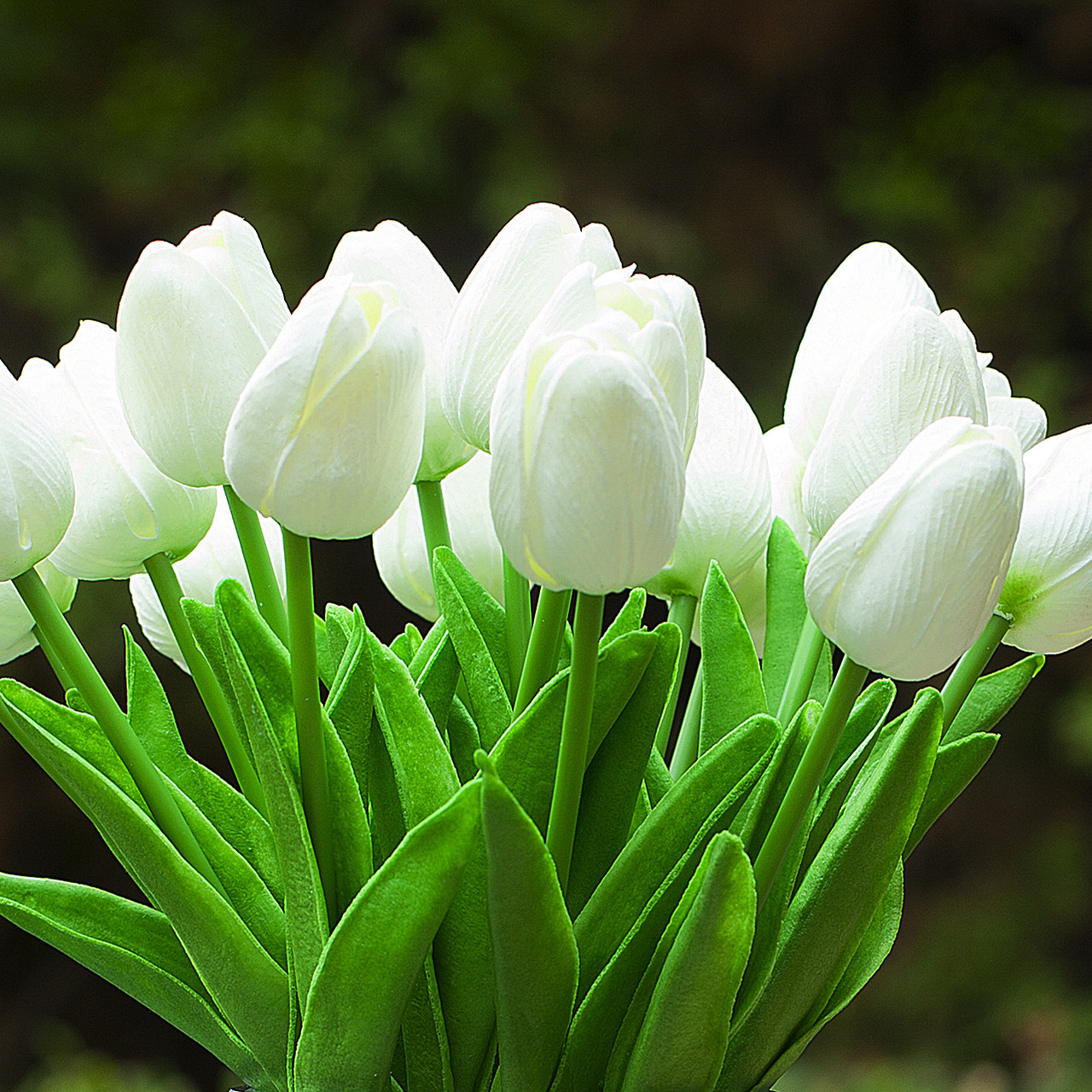 20 Pieces Artificial Real Touch Tulips Flower Arrangement in Glass Vase With Faux Water (New) — Available in 9 Colors