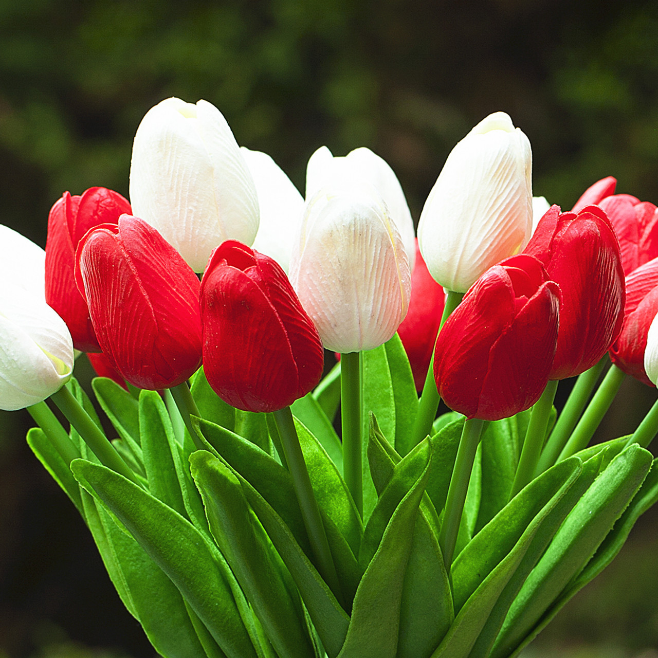 20 Pieces Artificial Real Touch Tulips Flower Arrangement in Glass Vase With Faux Water (New) — Available in 9 Colors