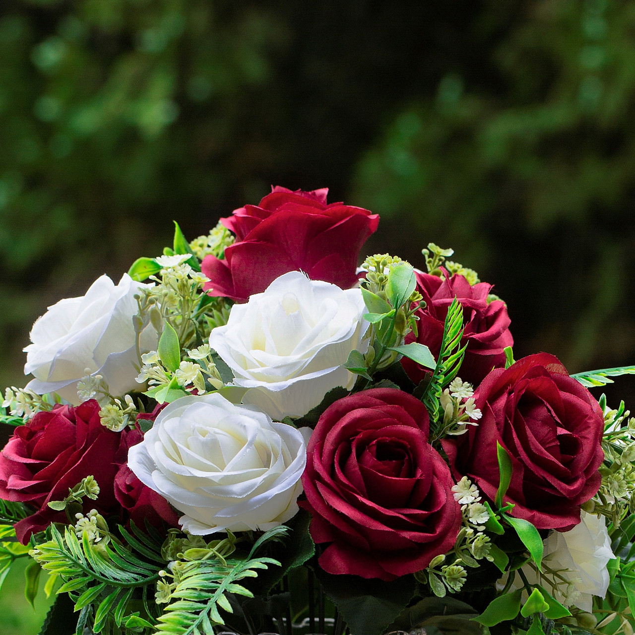 18 Heads Pink Silk Rose Flower in Clear Glass Vase With Faux Water and River Stone (New) — Available in 9 Colors