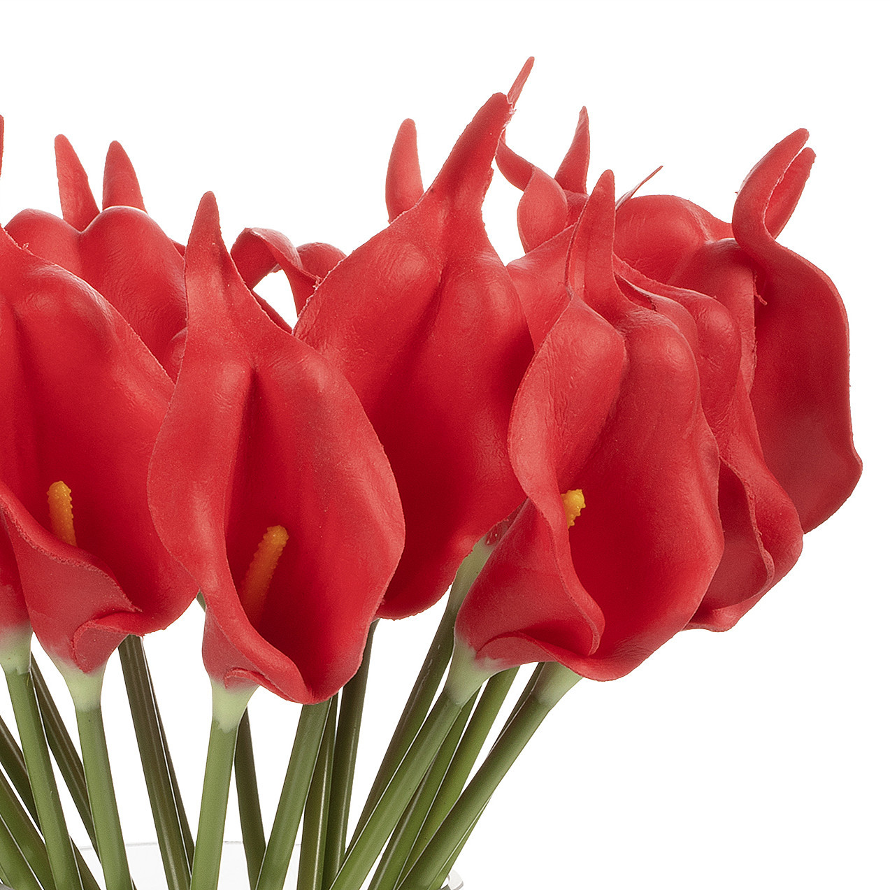 20 Pieces Artificial Real Touch Lilies Flower Arrangement in Glass Vase With Faux Water (New) — Available in 5 Colors