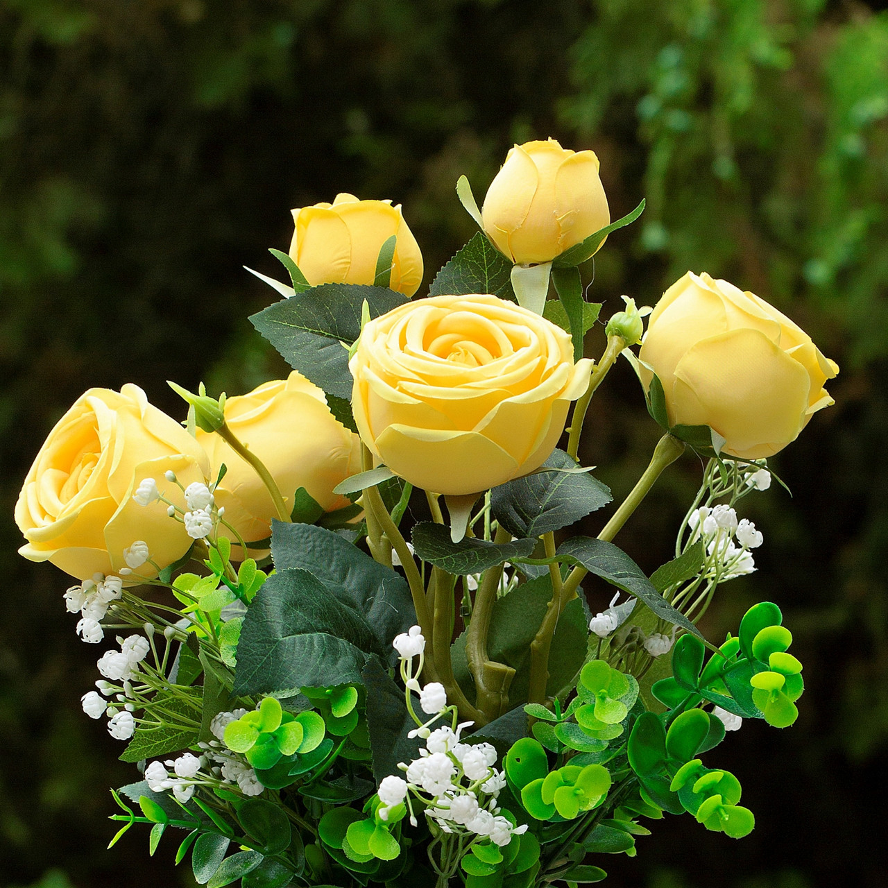 Mixed Rose Flower Arrangement in Clear Glass Vase with Acrylic Water (New) — Available in 3 Colors