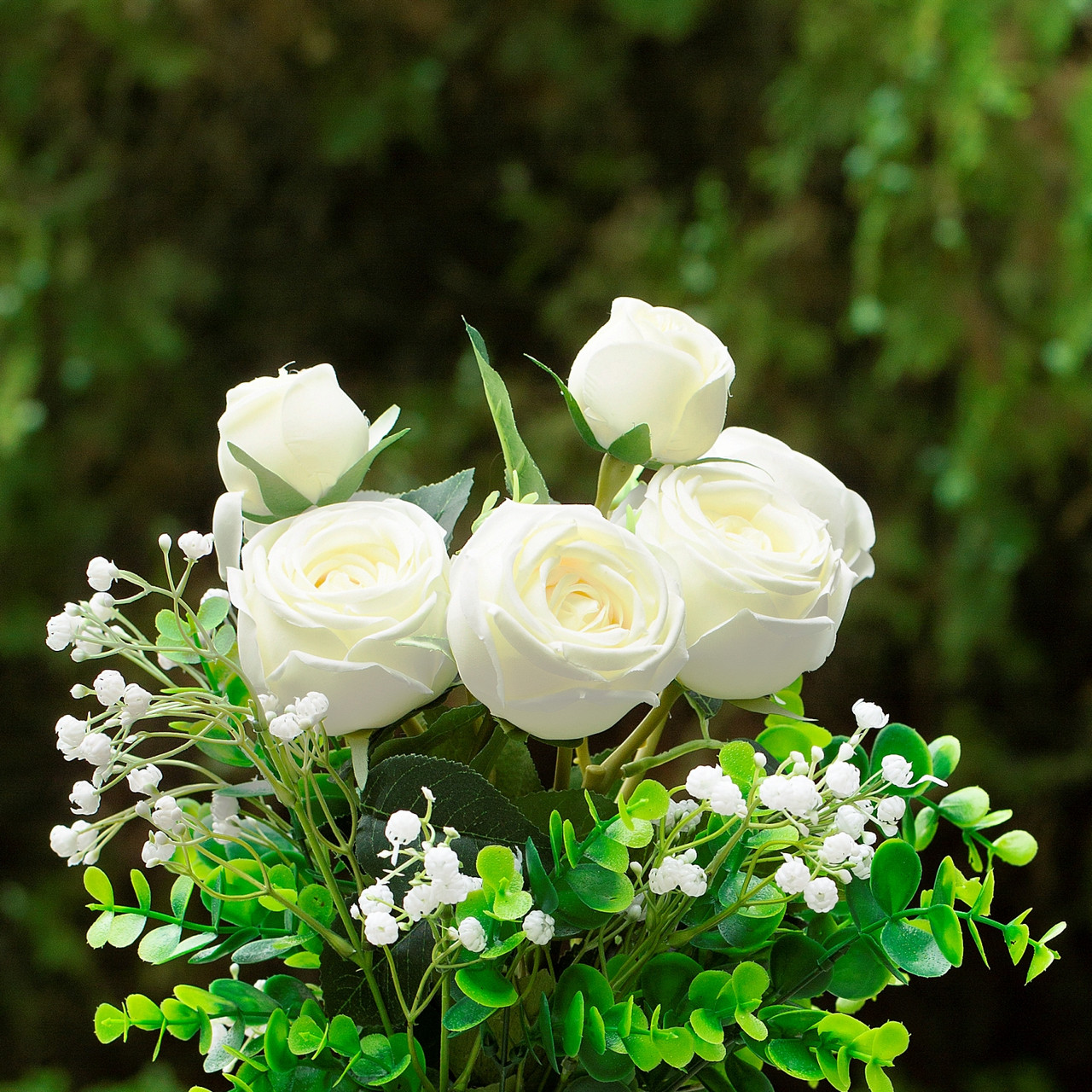 Mixed Rose Flower Arrangement in Clear Glass Vase with Acrylic Water (New) — Available in 3 Colors