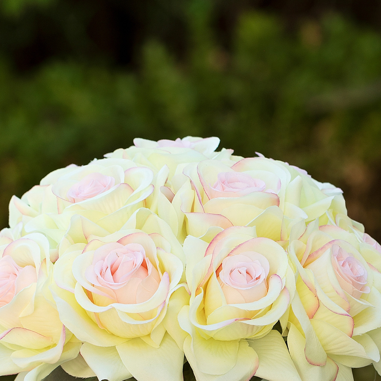 16 Heads Artificial Silk Rose Flowers in Round Glass Vase With Faux Water (New) — Available in 4 Colors
