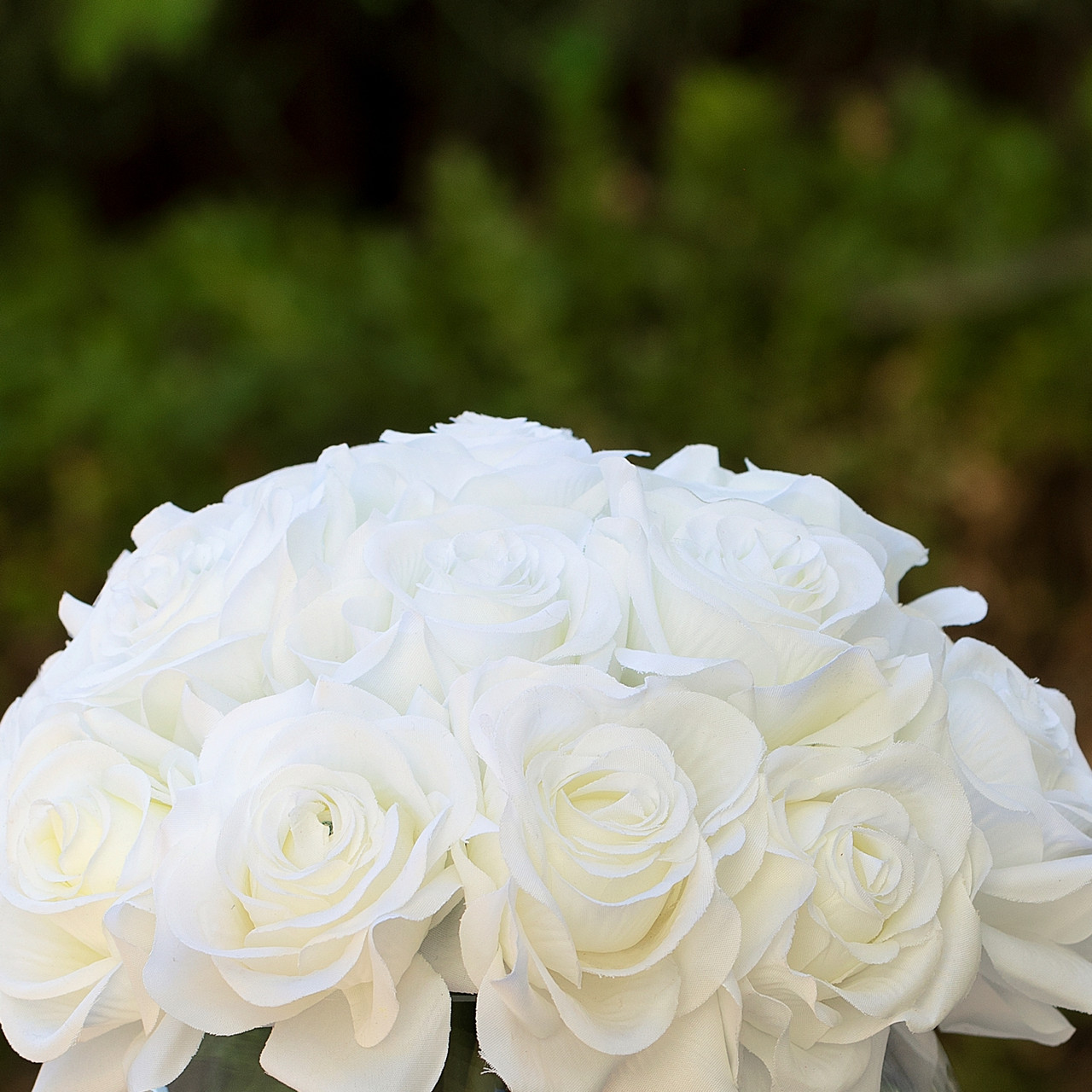 16 Heads Artificial Silk Rose Flowers in Round Glass Vase With Faux Water (New) — Available in 5 Colors