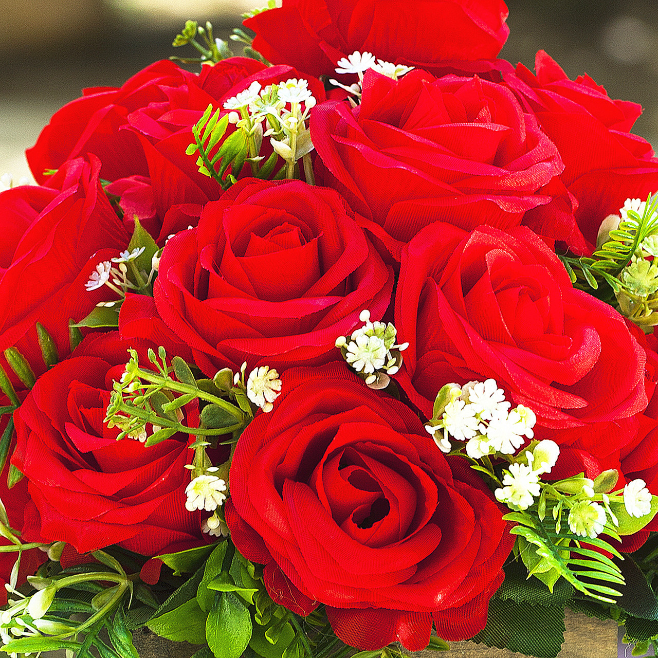 18 Heads Mixed Rose Flower Arrangement With Wood Planter (New) — Available in 4 Colors