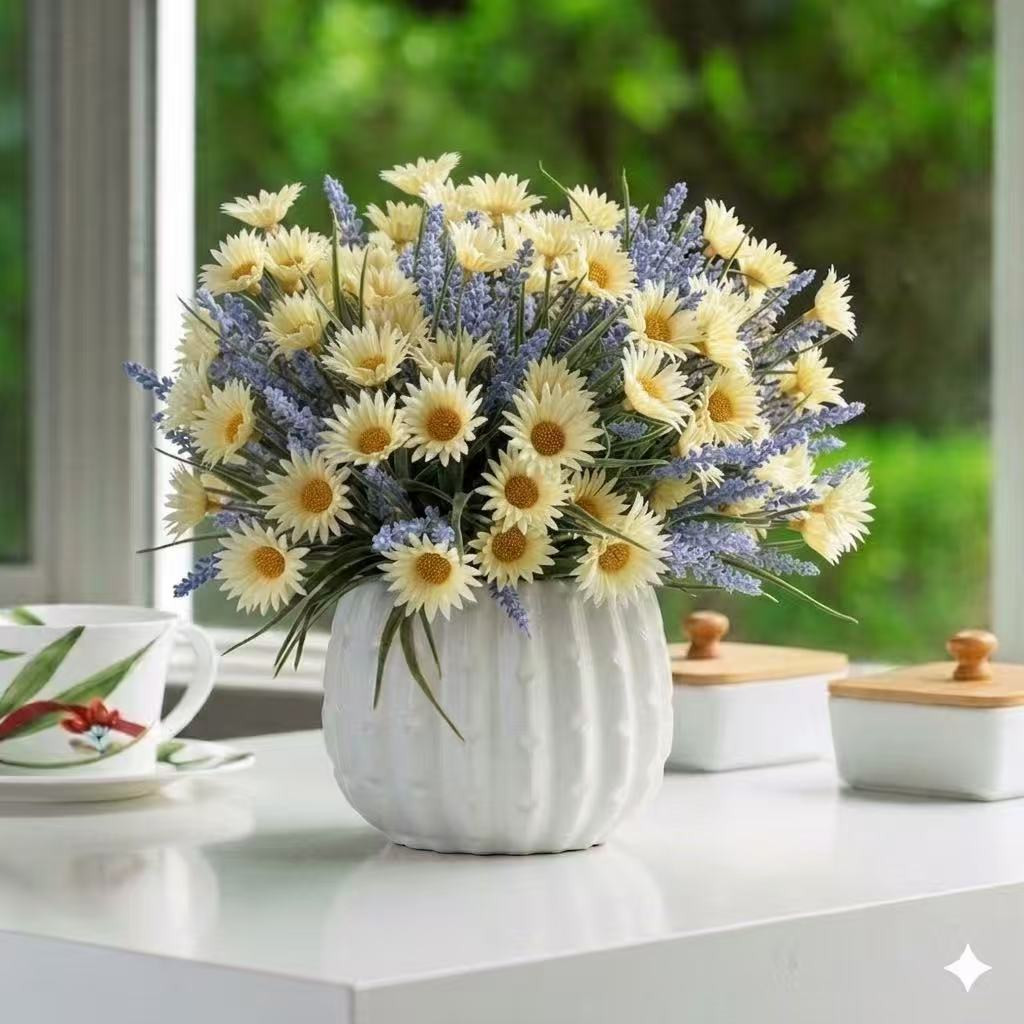 Artificial Daisy Flower in Ceramic Pot— Available in 3 Colors