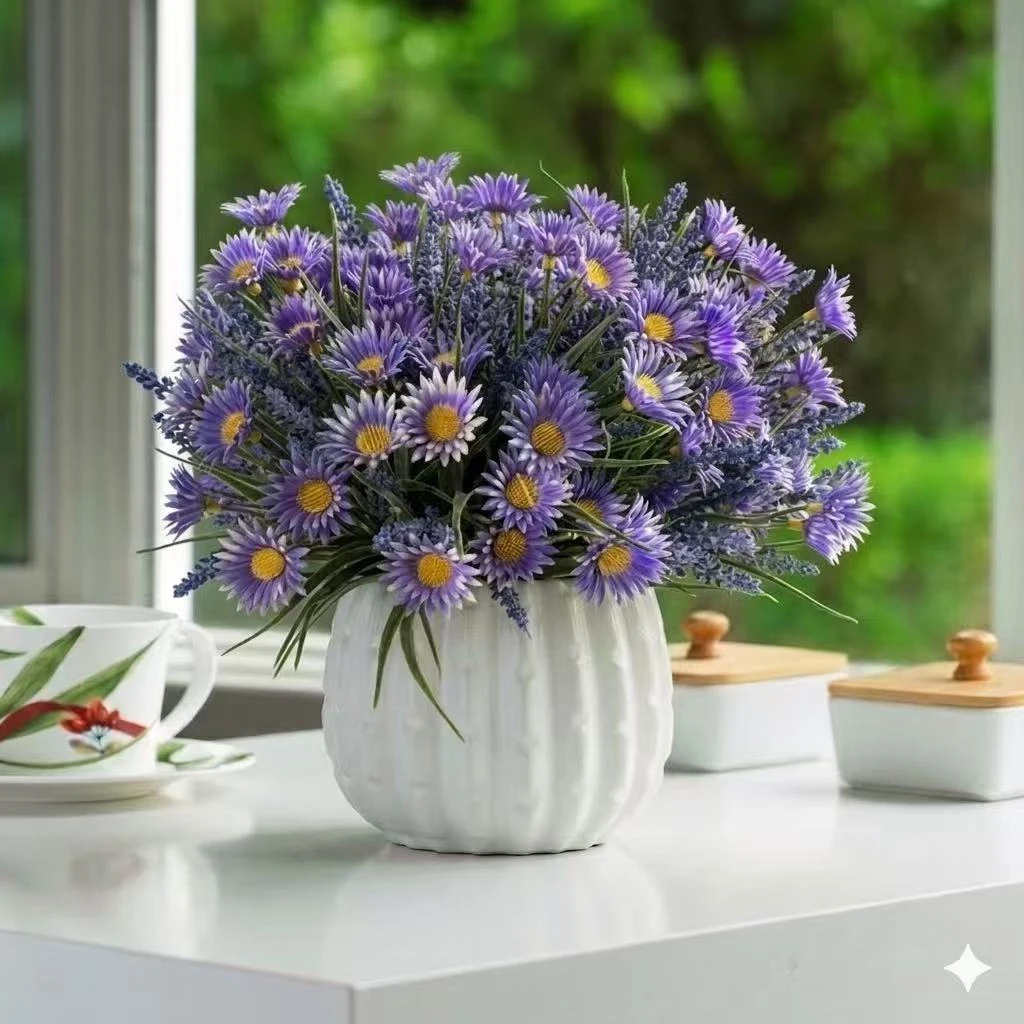 Artificial Daisy Flower in Ceramic Pot— Available in 3 Colors