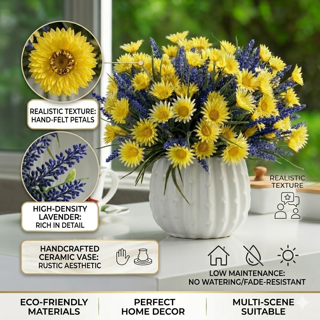 Artificial Daisy Flower in Ceramic Pot— Available in 3 Colors
