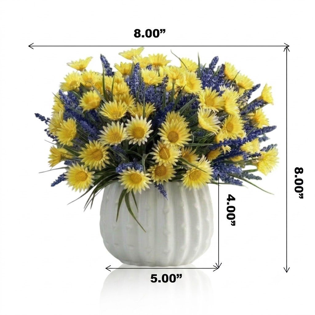 Artificial Daisy Flower in Ceramic Pot— Available in 3 Colors