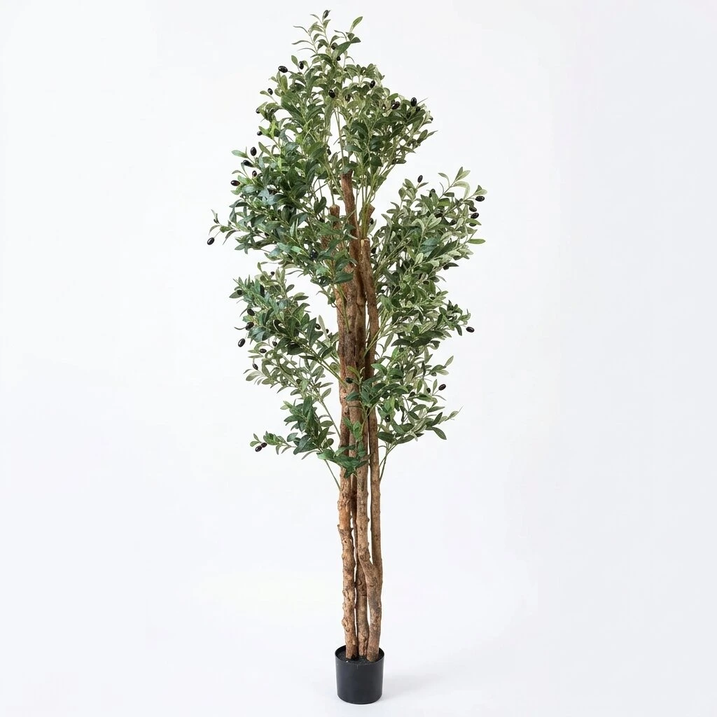 72" Artificial Olive Tree with Natural Wood Trunk
