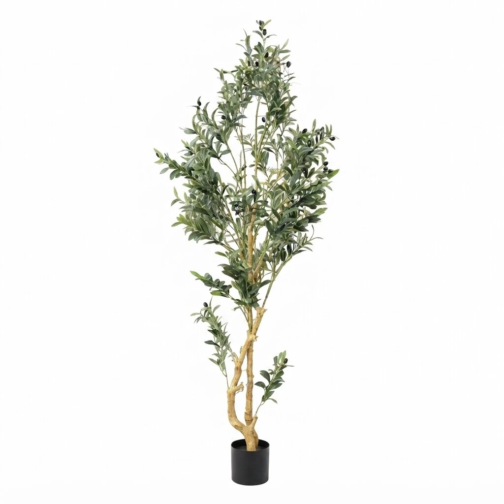72" Artificial Olive Tree in Black Nursery Pot