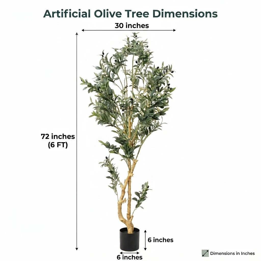 72" Artificial Olive Tree in Black Nursery Pot