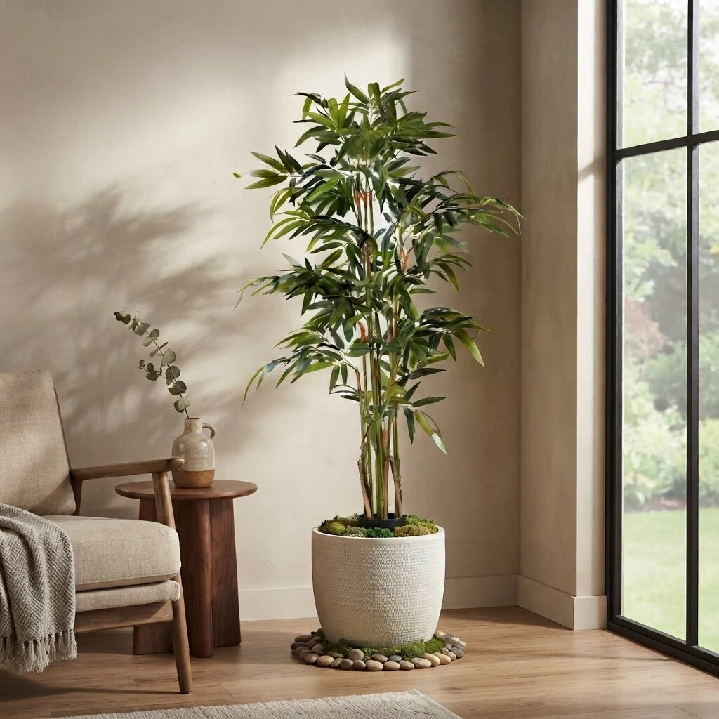 63 inches Artificial Bamboo Palm Tree in Nursery Pot