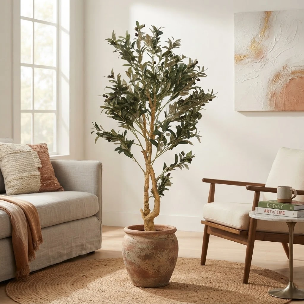 60" Artificial Olive Tree in Black Nursery Pot