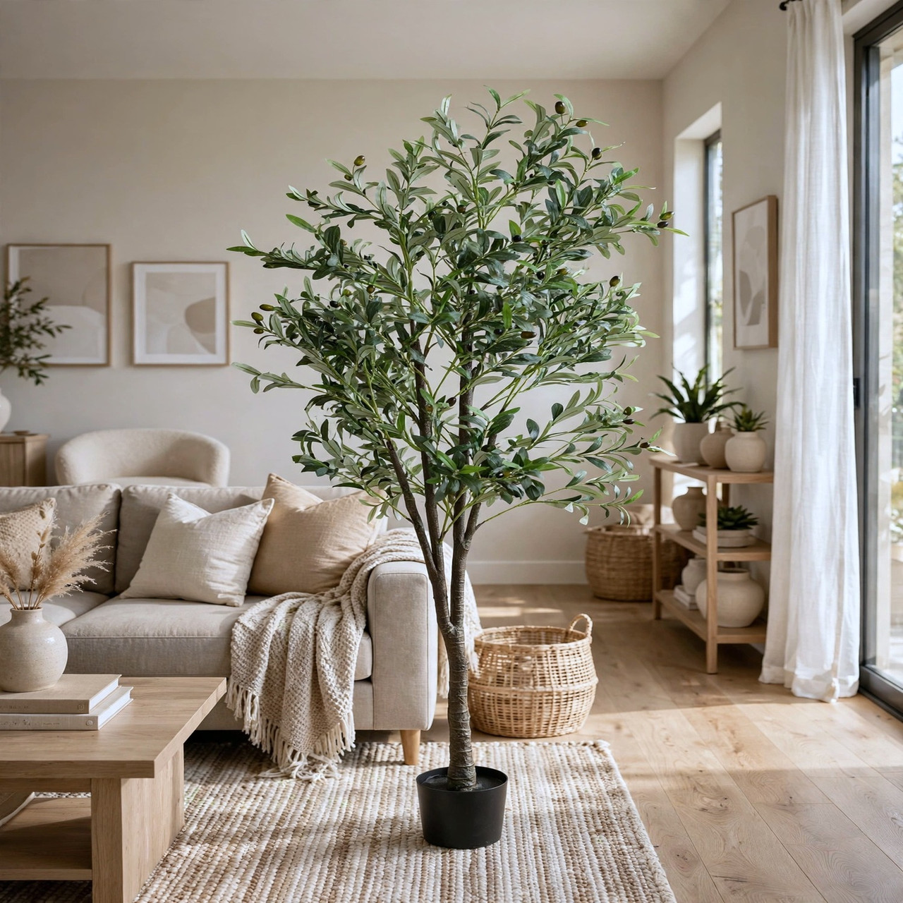 6 ft Artificial Olive Tree with Black Nursery Pot