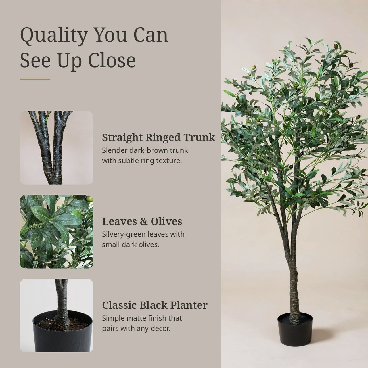6 ft Artificial Olive Tree with Black Nursery Pot