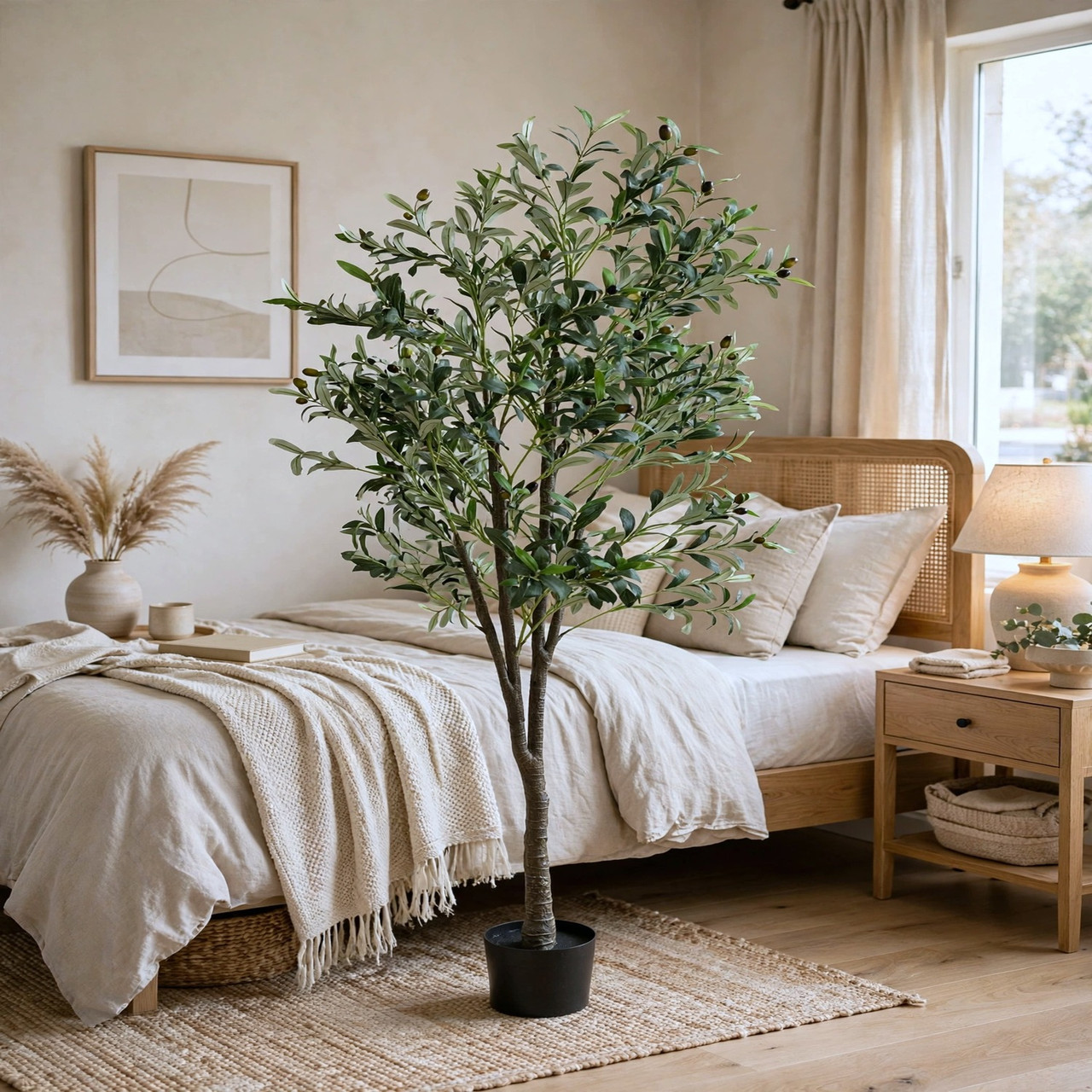 6 ft Artificial Olive Tree with Black Nursery Pot