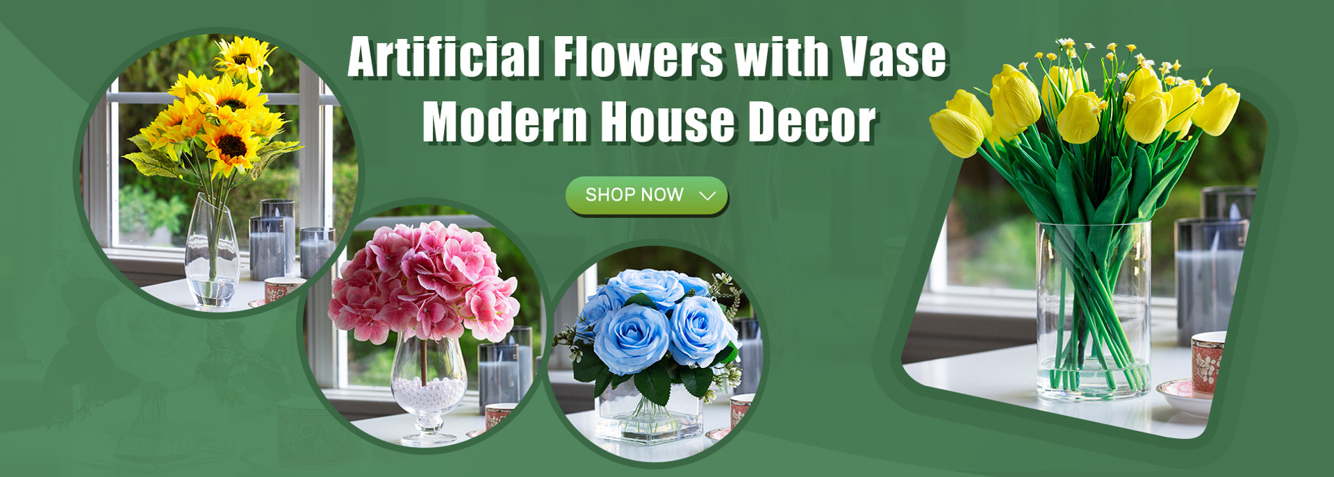 ENOVA FLORAL 18 Heads Artificial Tulips Flowers Real Touch in Vase, Mixed  Fake Baby Breath Artificial Flowers in Vase with Faux Water for Dining