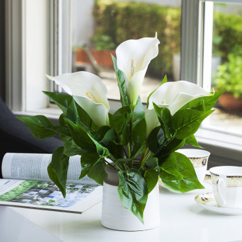 Large Real Touch Lily Flower Arrangement with Green Leaf  in Pot