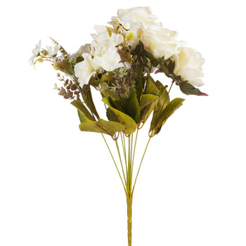 Mixed Artificial Silk Rose Flower Bush (Beige)
