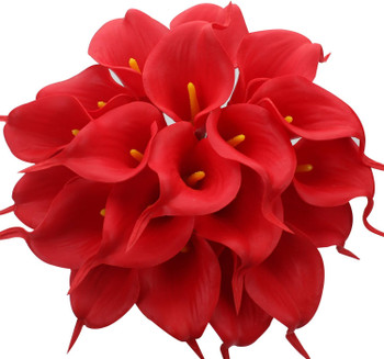20pcs Artificial Real Touch Calla Lily Flower Arrangement (Red)