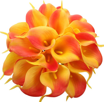 20pcs Artificial Real Touch Calla Lily Flower Arrangement (Orange)