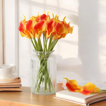 20pcs Artificial Real Touch Calla Lily Flower Arrangement (Orange)