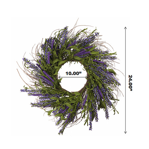 24" Mixed Artificial Lavender Flower Wreath for Front Door