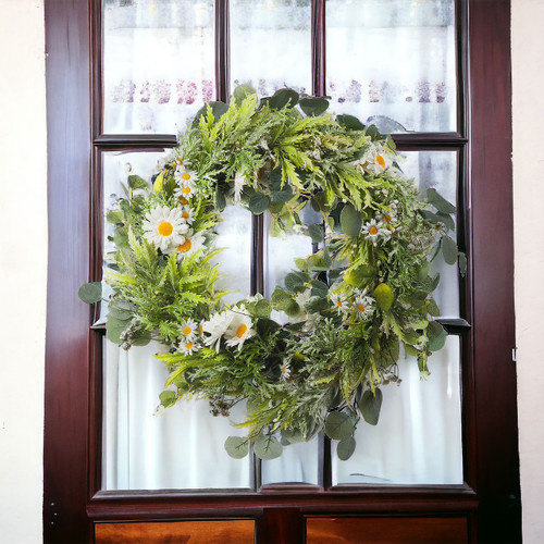 22" Artificial Daisy Flower Wreath for Front Door