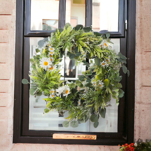 22" Artificial Daisy Flower Wreath for Front Door
