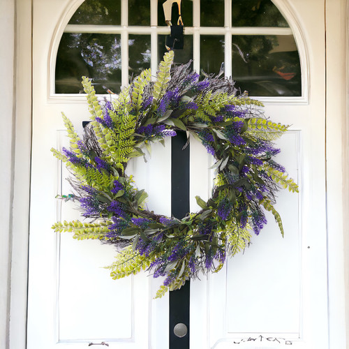 24" Artificial Lavender Flower Wreath for Front Door