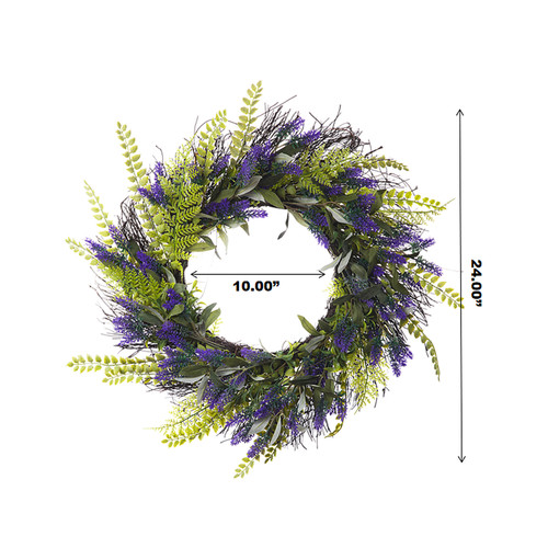 24" Artificial Lavender Flower Wreath for Front Door
