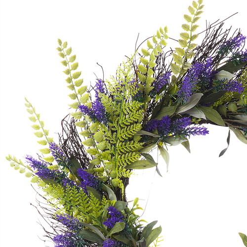 24" Artificial Lavender Flower Wreath for Front Door